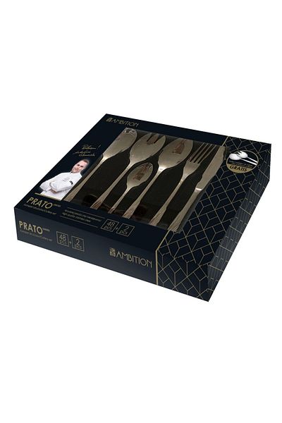 Ambition Stainless steel cutlery set, 50 pieces, 12 people, packed in gift box, Prato