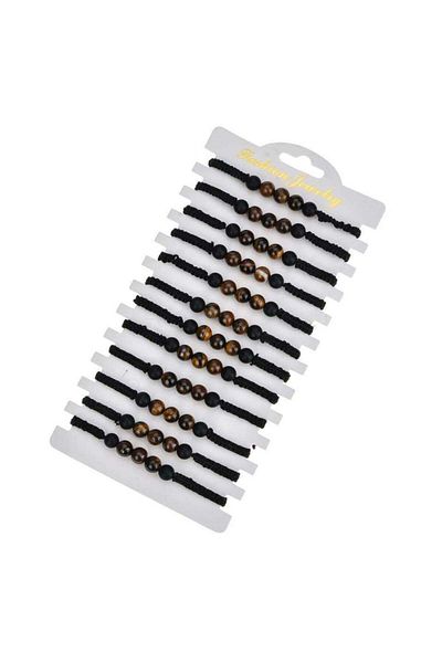 Choice tiger-eye 12Pcs/Set 8mm Natural tiger eye stone hand woven bracelet European and American fashion ad