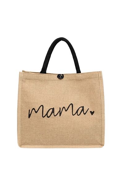 Choice A Women Tote Bag Fashion Mama Letter Printing Linen Handbag Large Capacity Baby Diaper Bag Casual S.