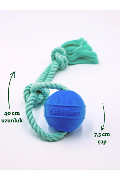 Pet And Planet Pamuk Halatlı Silikon Top Köpek Oyuncağı | Çekiştirme & At Getir Oyunu