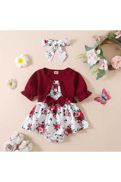 nannie Fabiana Floral Print Baby Girl Bodysuit - 12-18 months