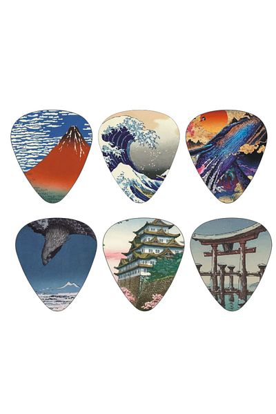 Choice 0.71mm 1P6-1 New 12pcs/set  Guitar Picks -  Japanese Culture Style Theme Painting Shrapnel,  for bas