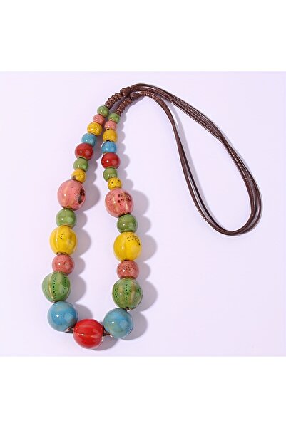 Choice MULTI Colorful ceramic bead necklace for women, retro ethnic style, Bo...