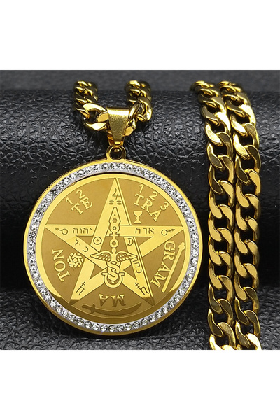 Choice قلادة NK GD Tetragrammaton العبرية اليهودية الخماسية للرجال من الفولاذ...