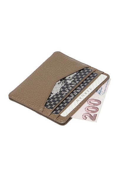 Tergan Θήκη πιστωτικής κάρτας Unisex Γνήσιο Δερμάτινο Μπεζ - S1kk 00001665 -b73