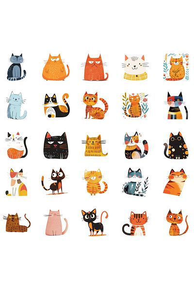 Choice 50pcs 50 PCS Cartoon Cat Waterproof Stickers DIY Refrigerator Notebook Notebook Notebook Computer Wa