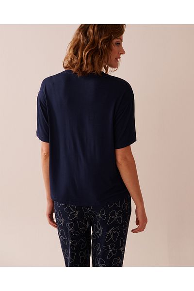 La Vie en Rose Butterfly Print Soft Jersey Drop Shoulder T-shirt