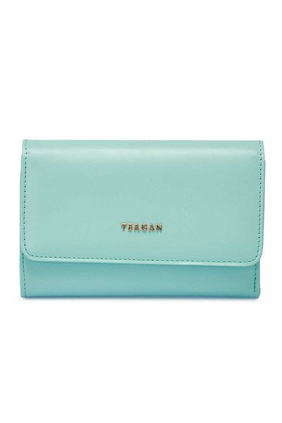 Tergan Blue Genuine Leather Women's Wallet - S1Cb 00005730 -T9J