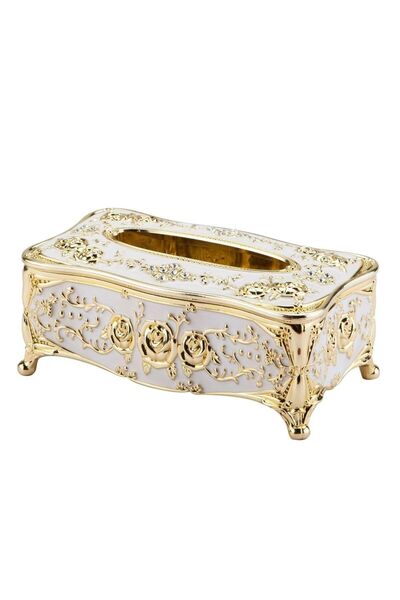 Choice أ-علبة مناديل على الطراز الأوروبي مكونة من قطعة واحدة باللون الأبيض الذهبي، مناسبة لمطبخ الفنادق والمطاعم الراقية