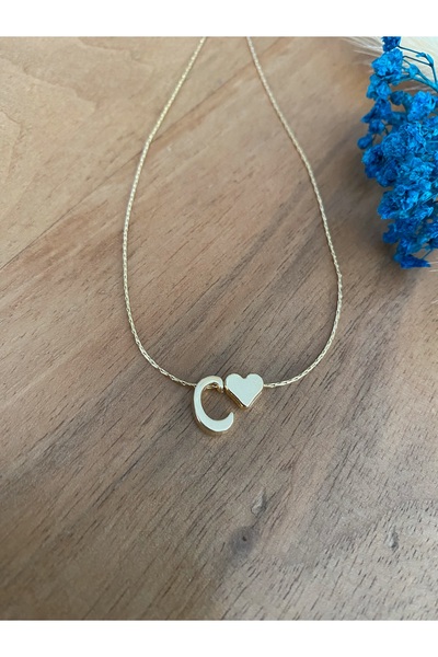 gabies Kalpli C Harfi Baş Harf Kolye Ince Tasarım Zarif Kolye