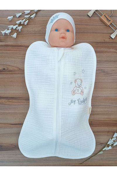 Tomuycuk 4 Layer Muslin Baby Sleeping Bag - 100% Cotton, Natural Organic, Newborn 3-6 Months