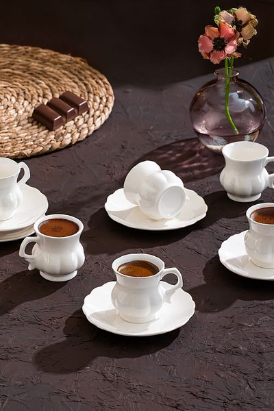 Perotti 11914 Emery 12 Piece 6 Person Porcelain Turkish Coffee Cup Set