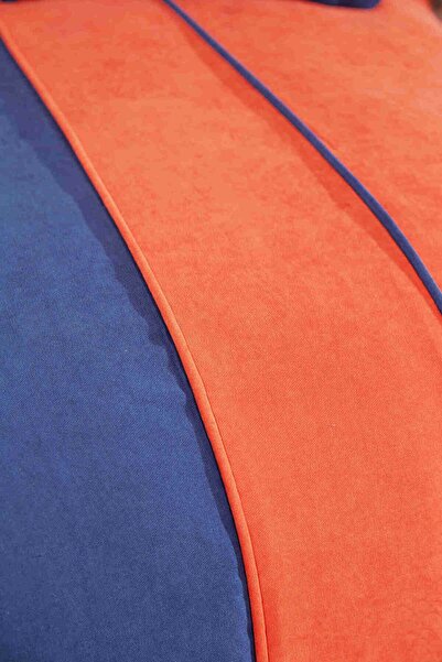 Solinas Collection Marissa Lacivert - Turuncu Kapitoneli Biyeli Tek Kişilik Yatak Örtüsü