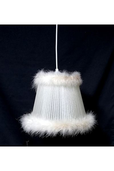 TEKAY AYDINLATMA Cream Feather Chandelier Children's Room Chandelier 25 Diameter