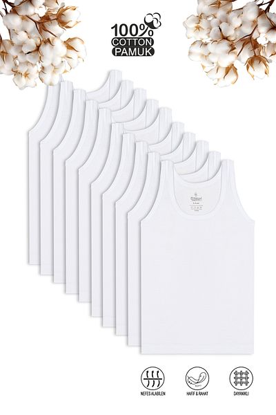 ÖZKAN underwear Boys Waiter Boy Undershirt - Özkan 0702, 10 Pack, 100% Cotton Single Jersey Fabric
