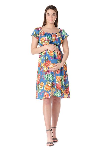 BUSA Rochie midi cu imprimeu floral de maternitate albastră