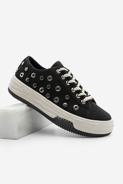 Marjin Mädchen-Sneaker – Troya Hard Master, Leinen-Sportschuhe, Schwarz-Schwarz