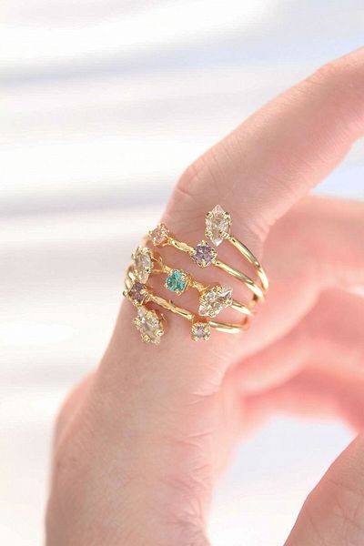 NEZADE STORE Colorful Zircon Stone Gold Color Adjustable Ring - Lisinya