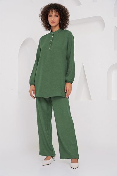 Bigdart Emerald Green 6678 Комплект от две части туника и панталон от лен