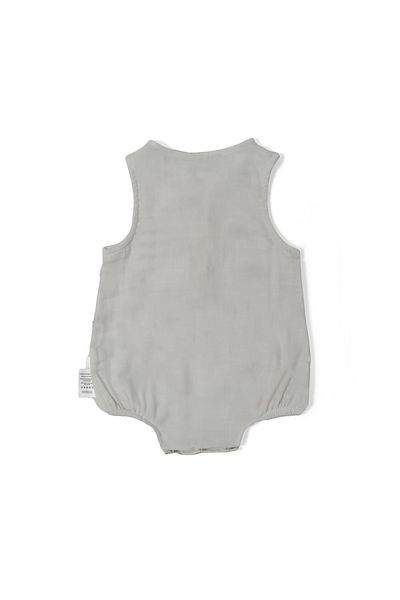DEUX LAPINS 100% Cotton Muslin Baby Boy Sleeveless Jumpsuit - Cotton Gray