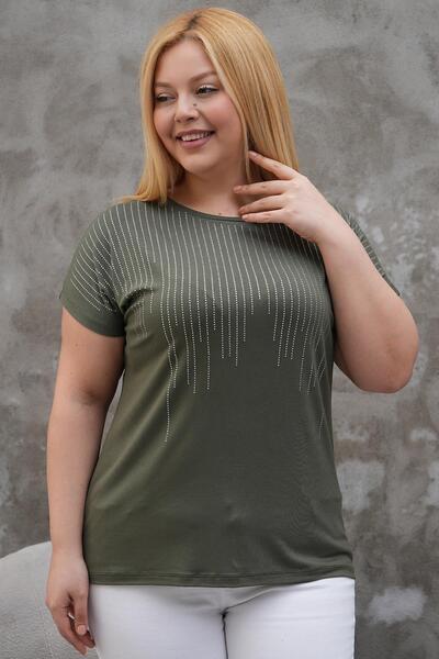 Siyezen Plus Size Bat Sleeve Stone Blouse