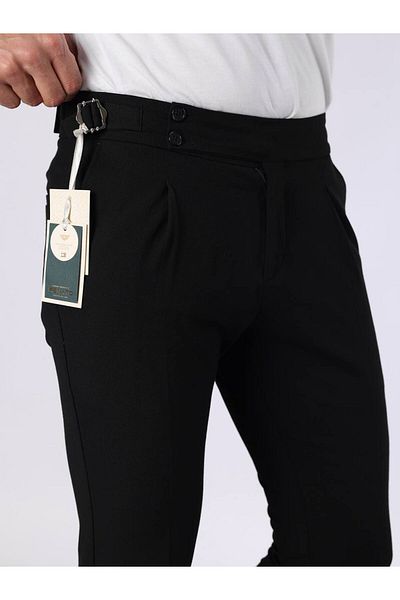 LUMAST New Season Men's Premium Basic Double Leg Pleated Lycra Fabric Pants