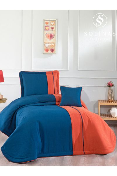 Solinas Collection Мариса Тъмносиньо - Оранжево Единично Кувертюро за Легло
