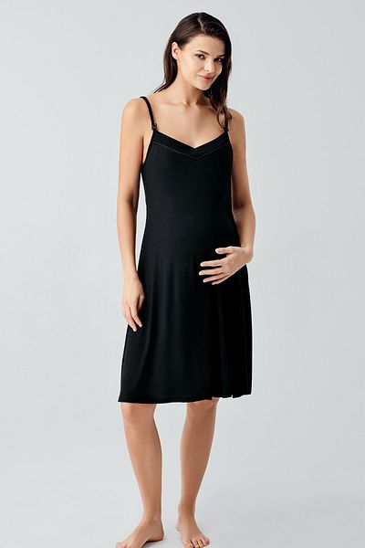 Artış Short Stretchy Viscose Maternity Nightgown with Straps