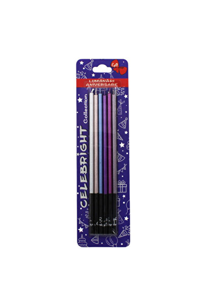 BM GİFT DESİGN Σετ 6 κεριών για τούρτα, Noble, πολύχρωμα, Celebright, 14,5 cm