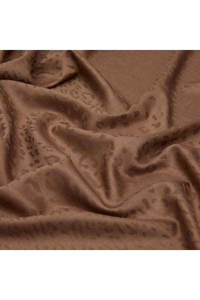 ipekevi İpekevi Leopard Jacquard Patterned Silk Shawl 5784-Mink