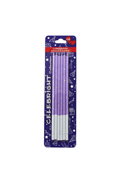 BM GİFT DESİGN Σετ 6 κεριών για τούρτα, Venus, μοβ, Celebright, 14,5 cm