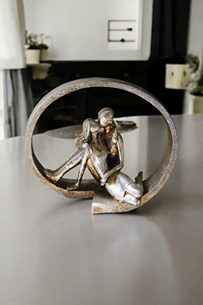 Doremcy Gri Çemberli Kız Çift Hediyelik Biblo Dekoratif Obje