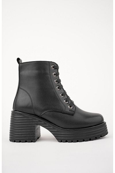 MUGGO Grazi Guaranteed Thick Sole Platform Heeled Zippered Lace Up Women's Boots