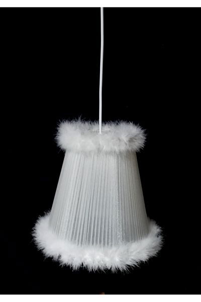 TEKAY AYDINLATMA Cream Feather Chandelier Children's Room Chandelier