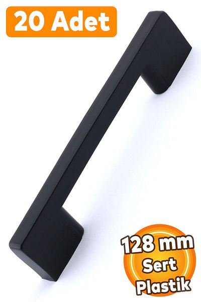 Badem10 (PLASTIC HARD) 20 buc. Pod 128 mm Mobilier negru Sertar de bucătărie Dulap dulap Mâner Mâner