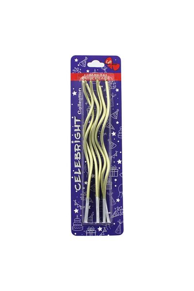 BM GİFT DESİGN Set 6 lumânări pentru tort, curbate, aurii, Celebright, 15.5cm