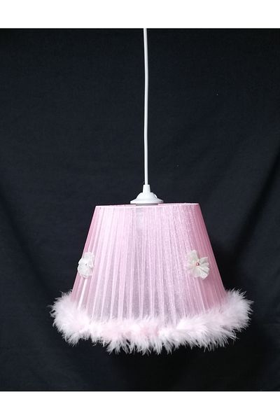 TEKAY AYDINLATMA Pink Feather Chandelier Children's Room Chandelier