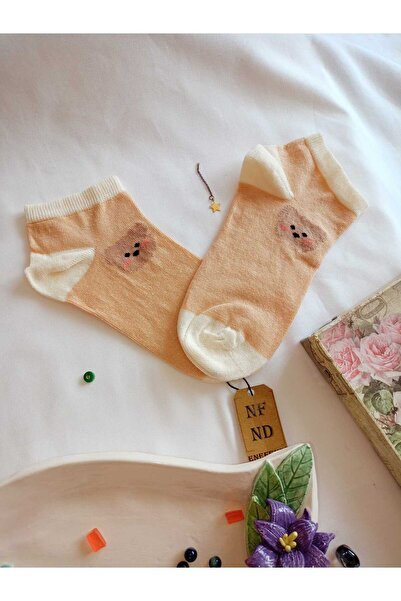 ENEFENDİ 2 чифта чорапи PATIK, безшевни памучни, къси до глезена, дамски чорапи с мотиви, размер 36-40, кремаво-кафяви