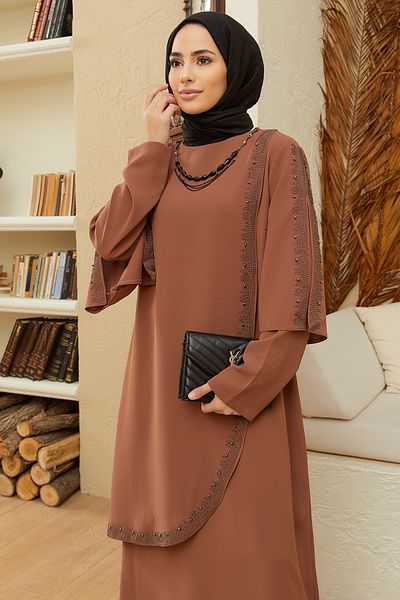VAVİNOR Βραδινό Φόρεμα Hürrem Plus Size - Camel