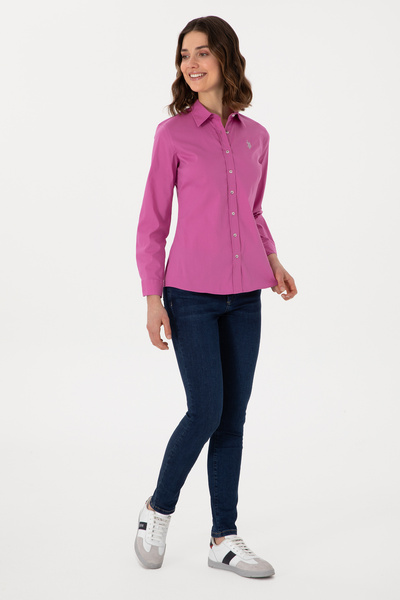 U.S. Polo Assn. Kadın Fuşya Uzun Kollu Basic Gömlek 50298112-VR023