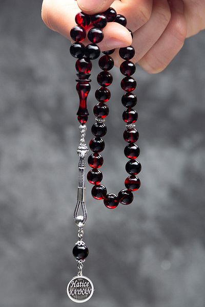 OTTOTESBİH Fire Amber Prayer Beads with Silver Tassels