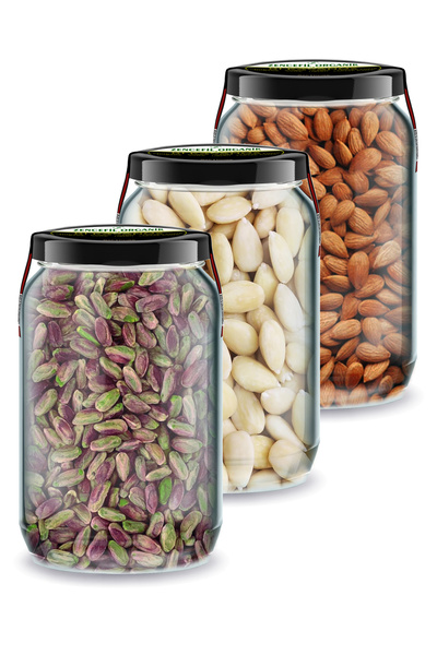 Zencefil Organik 3'lü Gurme Çiğ Kuruyemişler Antep Fıstığı İçi Kayısı Çekirde...