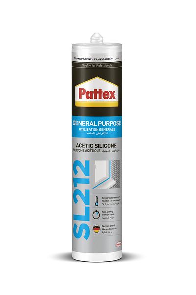Pattex Pattex SL212 Multi-Purpose Silicone - 280 ml for Indoor and Outdoor Use, Clear