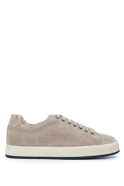 Tamer Tanca Men's Genuine Leather Beige Suede Sneakers & Sports Shoes