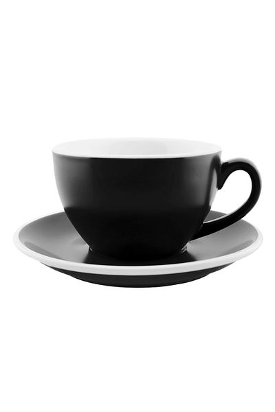 MIBRU Coffee ceramic cup with plate 200ml matt black