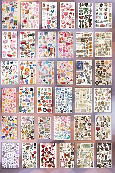 ZobarMarkt ONLINE MARKETING 36 Sheets Sticker Set – Custom Stickers Pack for Bullet Journal & Agenda Decorate