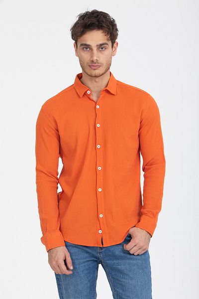 Klothy Men's Cotton Washed Regular Fit Shirt 2593
