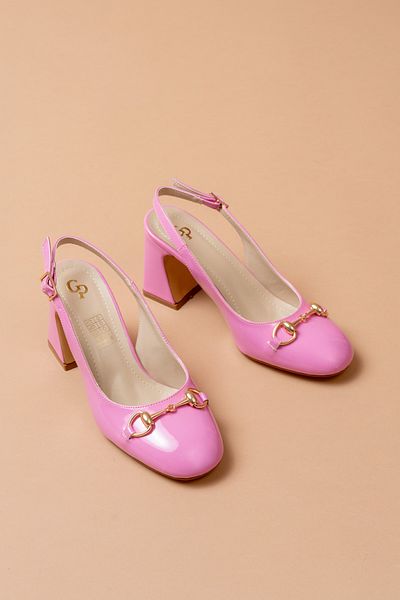 SEEM & BE Pantofi Mary Jane din piele roz pentru femei cu vârf rotund Candy
