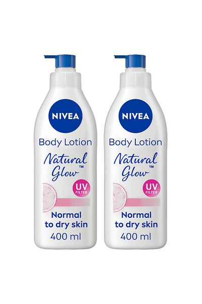 NIVEA Natural Glow Body Lotion, Even Tone Complex & Vitamin C, All Skin Types, 400ml, Pack of 2