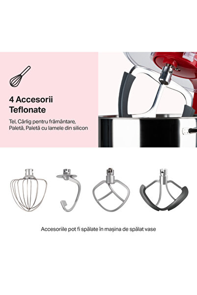 STARCREST Robot de bucatarie profesionale STARCREST SKM-2002RD, 2000 W, Bol 10 L Inox, 5 Accesorii